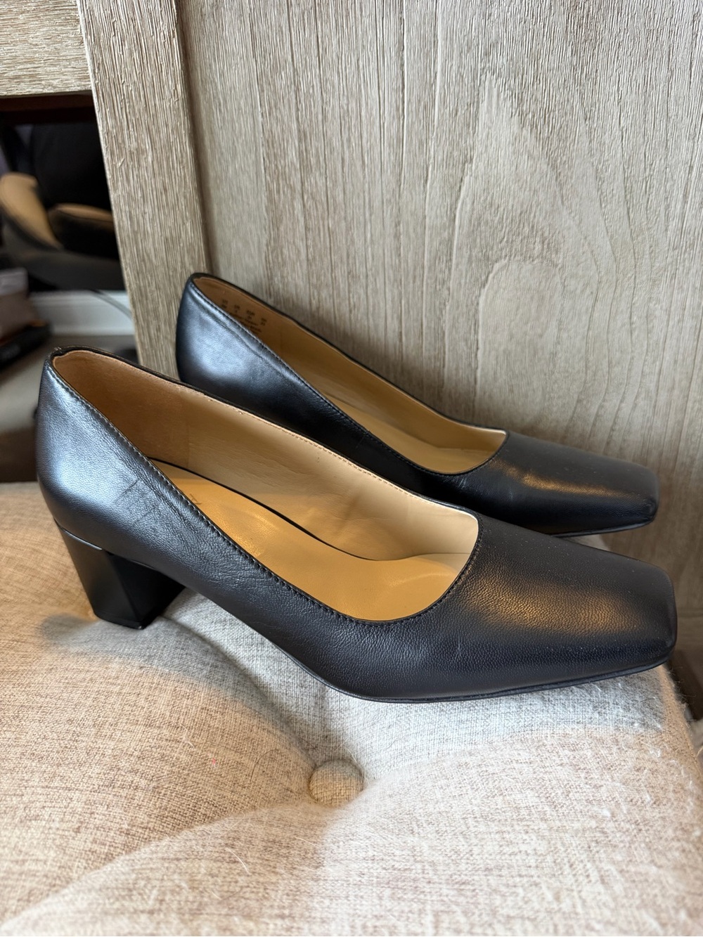 Naturalizer Pointed Toe Block Heel Pumps in Black